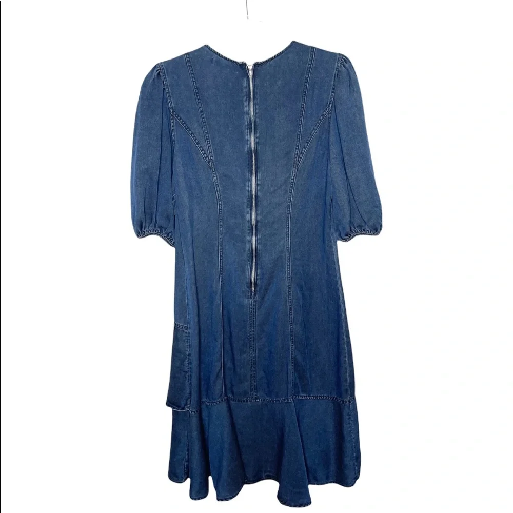 Amur | Emery Denim Ruffled Puff Sleeve Dress 6
